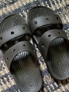 CROCS Black Double-Strap Slide Sandals